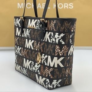 MICHAEL KORS MEDIUM CARRYALL TOTE BLACK MULTI